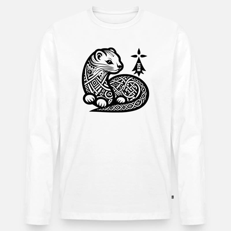 Hermelin - Männer Premium Bio Langarmshirt - Weiß