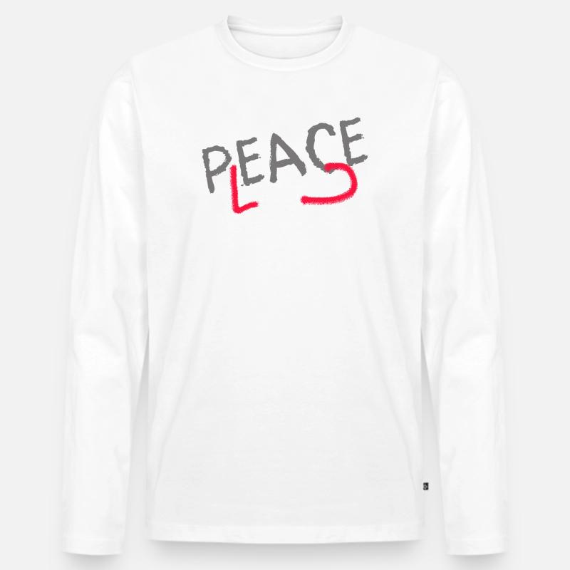 PLEASE PEACE - Männer Premium Bio Langarmshirt - Weiß