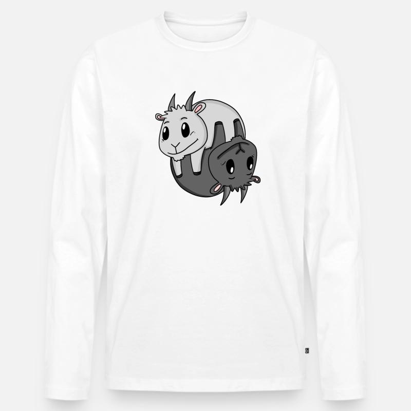 Yin Yang Zeichen Ziege - Männer Premium Bio Langarmshirt - Weiß