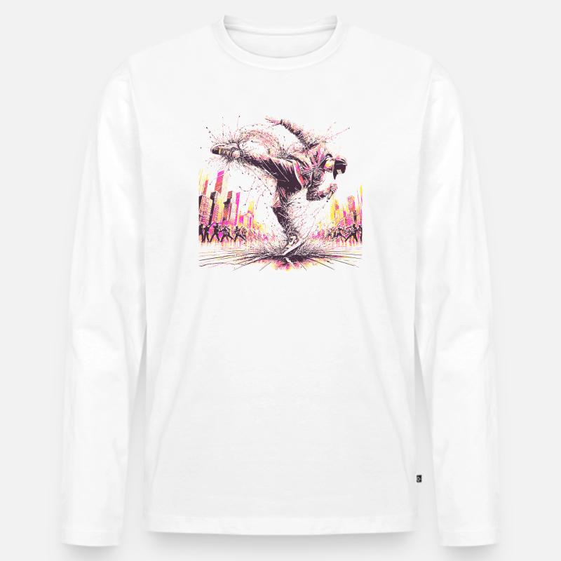 BREAKDANCE - Männer Premium Bio Langarmshirt - Weiß