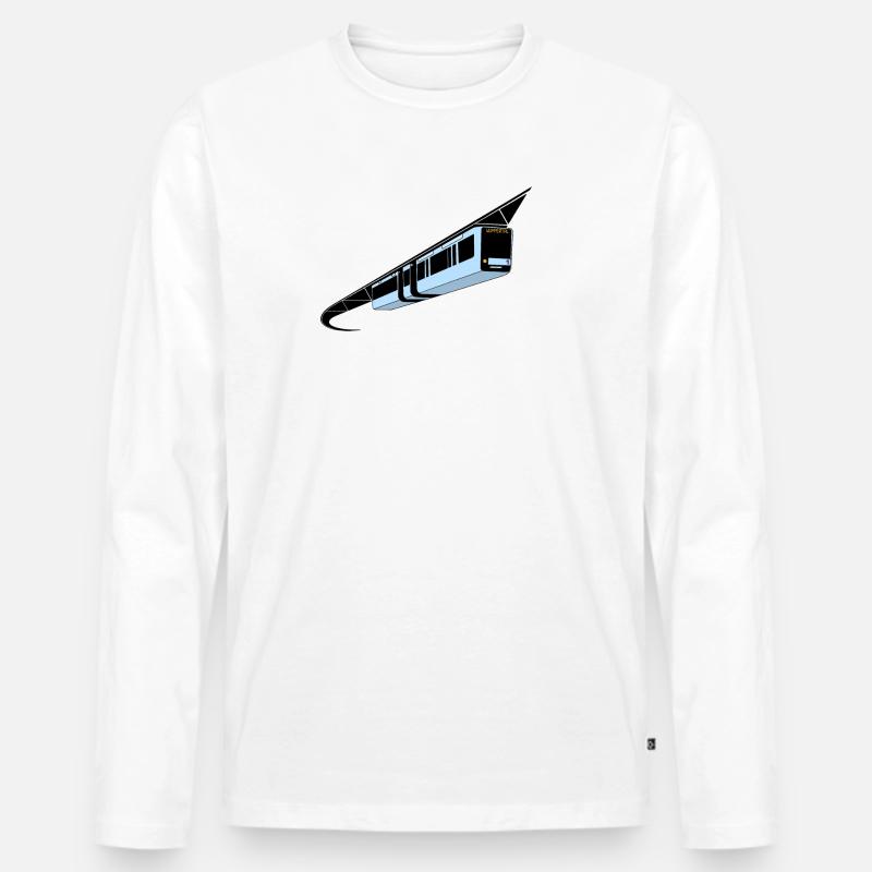 Wuppertal Schwebebahn bunt - Männer Premium Bio Langarmshirt - Weiß
