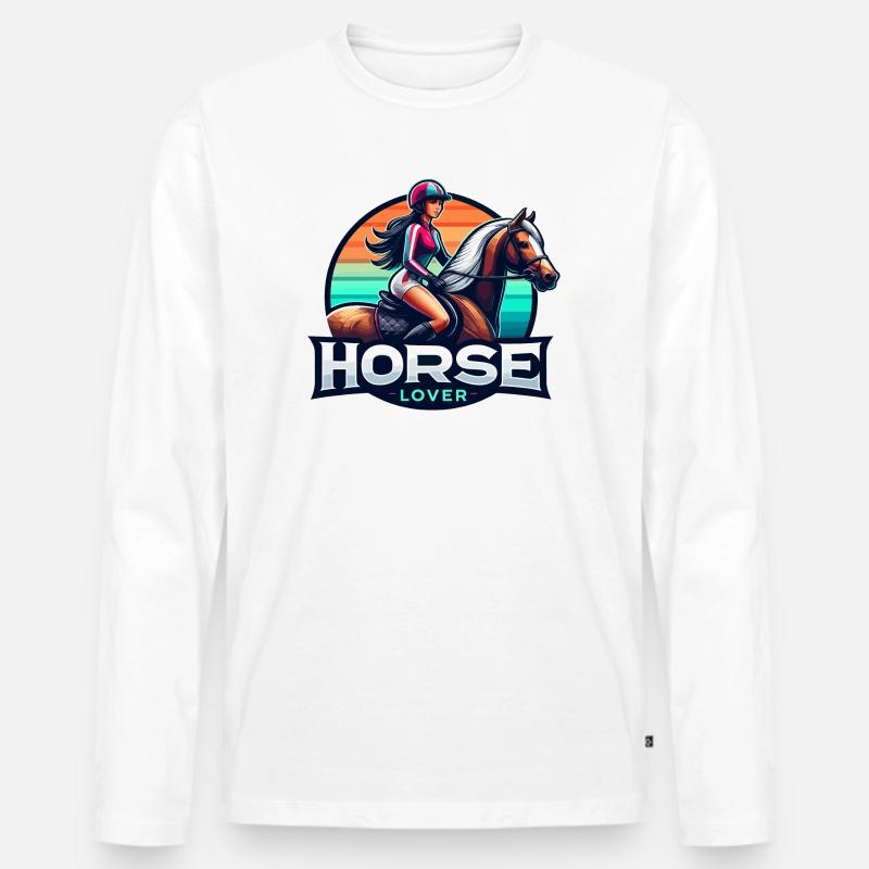 Lebendige Reiter-Illustration - Männer Premium Bio Langarmshirt - Weiß