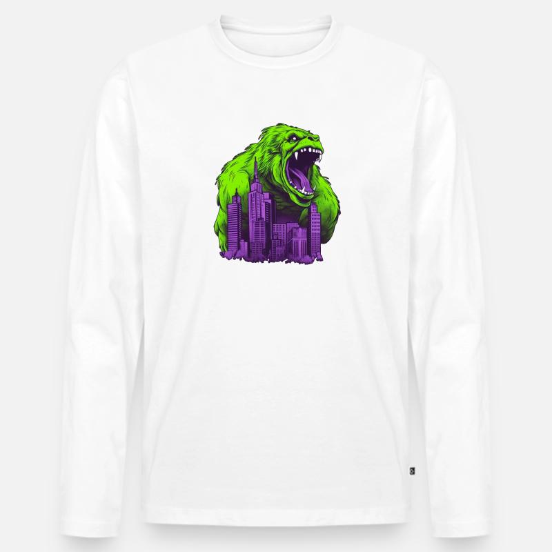 Gorilla 07 - Männer Premium Bio Langarmshirt - Weiß