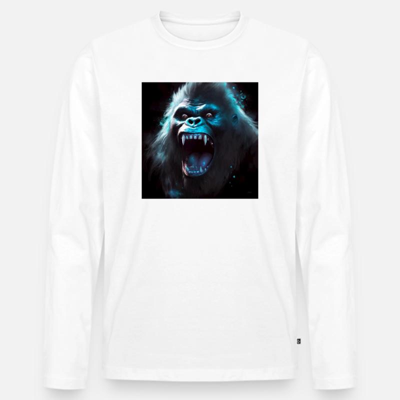 Gorilla 06 - Männer Premium Bio Langarmshirt - Weiß