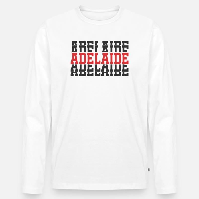 Adelaide gestapelter Text T-Shirt Geschenk - Männer Premium Bio Langarmshirt - Weiß