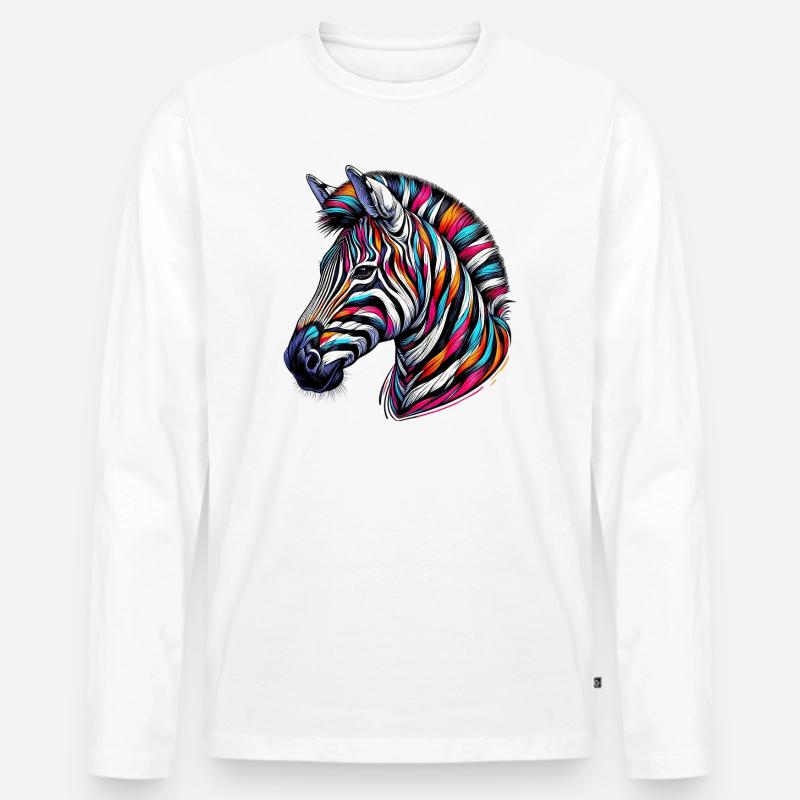 Zebra - Männer Premium Bio Langarmshirt - Weiß