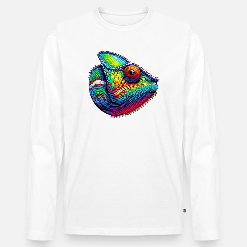 Chamäleon - Männer Premium Bio Langarmshirt - Weiß