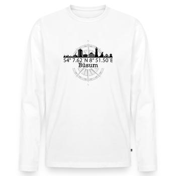 Koordinaten Büsum - Männer Premium Bio Langarmshirt - Weiß - Vorne - Nico (187cm)
