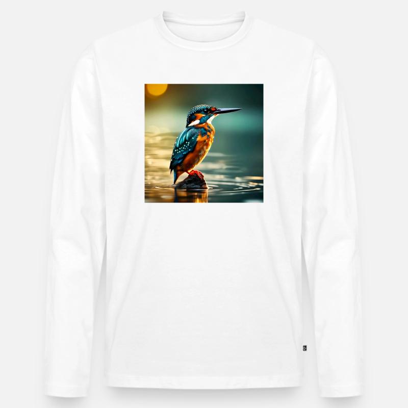 Eisvogel - Männer Premium Bio Langarmshirt - Weiß