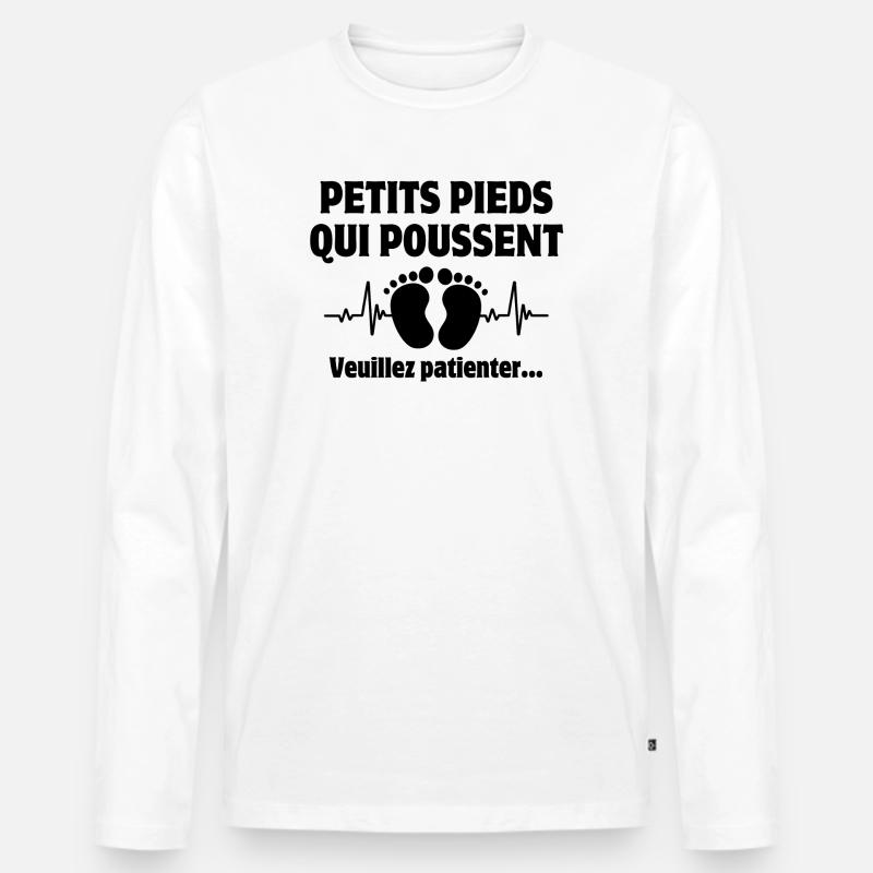 Werdender Vater, werdende Mutter, werdendes Baby - Männer Premium Bio Langarmshirt - Weiß