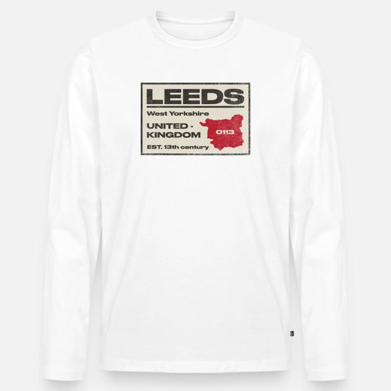 Leeds West Yorkshire Emblem - Männer Premium Bio Langarmshirt - Weiß