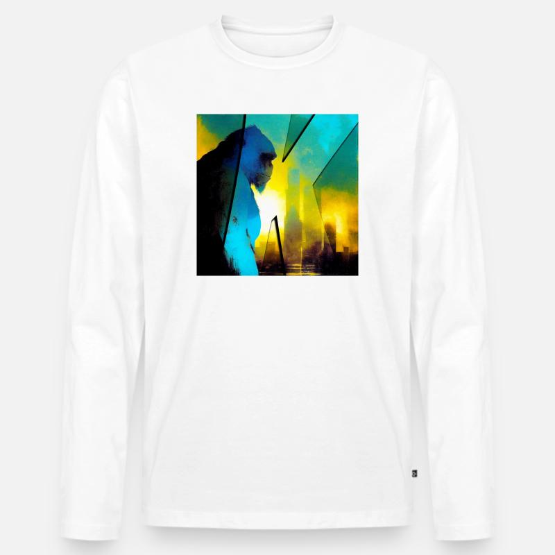 Gorilla 01 - K1 - Männer Premium Bio Langarmshirt - Weiß