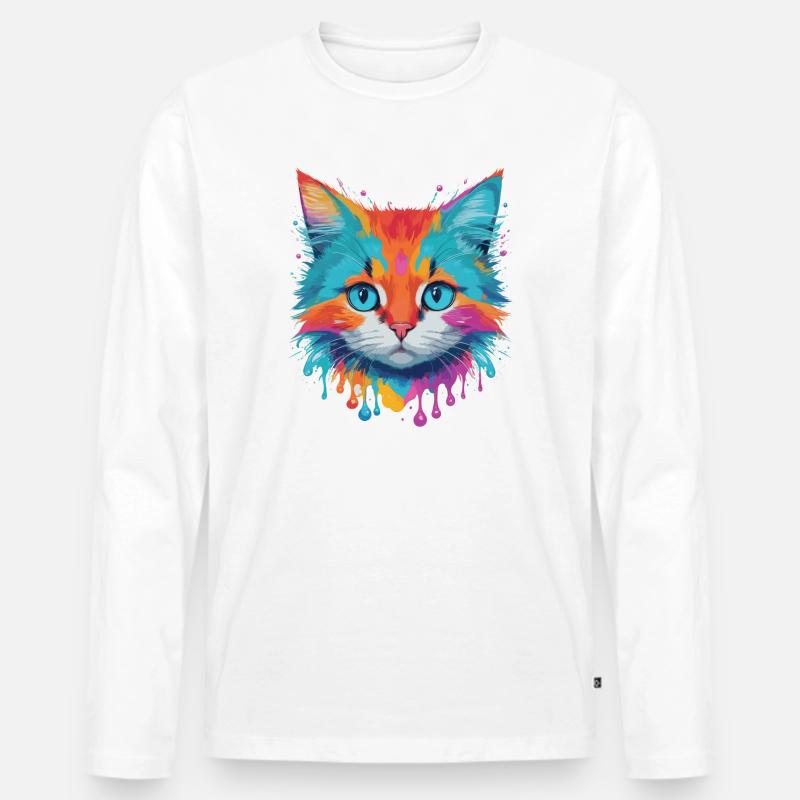 Niedliche Katze - Männer Premium Bio Langarmshirt - Weiß