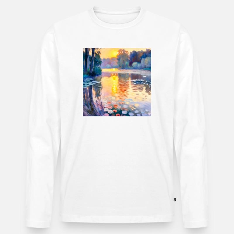 Landschafts-Impressionismus - Männer Premium Bio Langarmshirt - Weiß