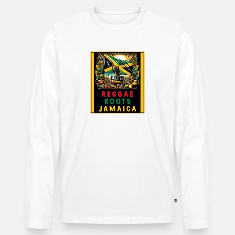 Reggae Wurzeln Jamaika - Männer Premium Bio Langarmshirt - Weiß