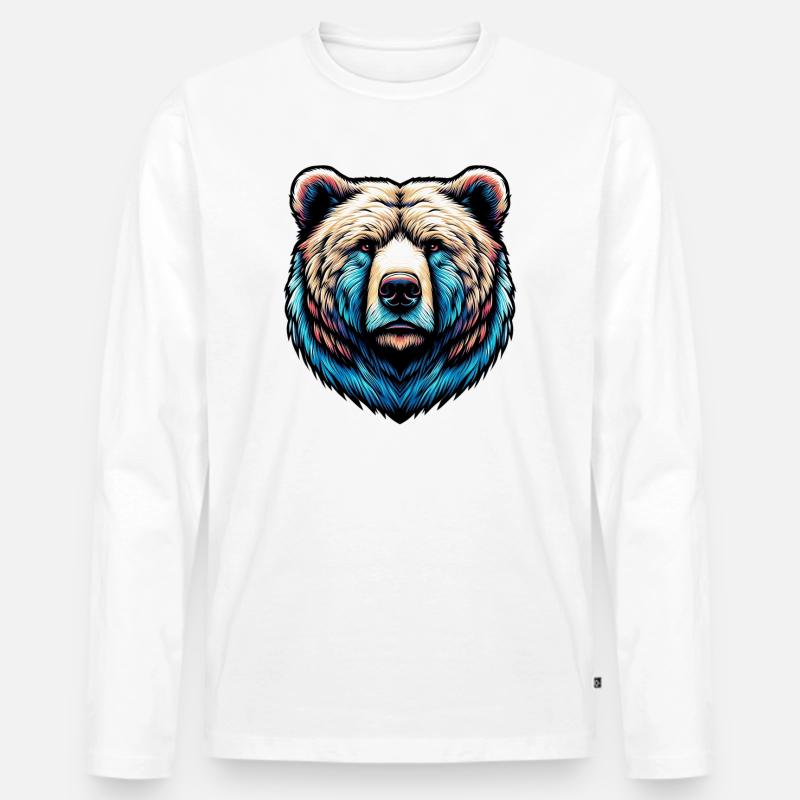 Bär - Männer Premium Bio Langarmshirt - Weiß