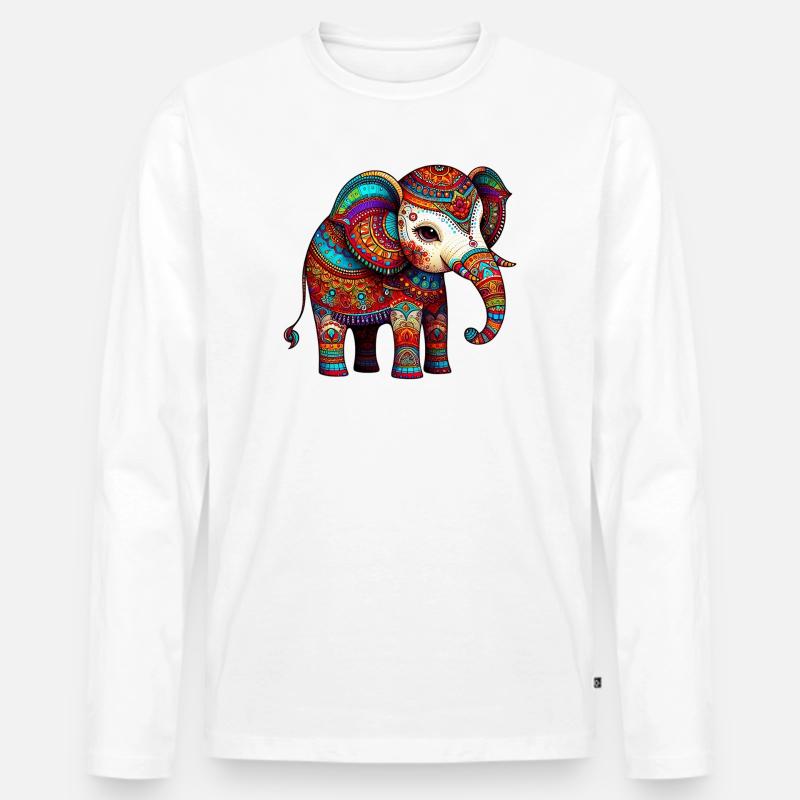 Elefant - Männer Premium Bio Langarmshirt - Weiß