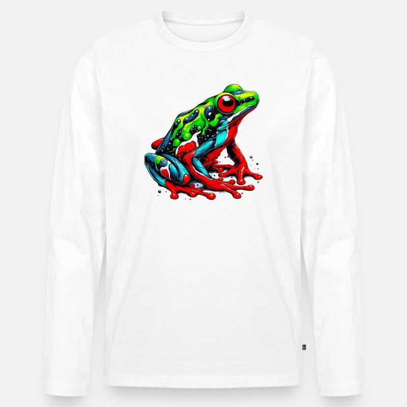 Frosch - Männer Premium Bio Langarmshirt - Weiß