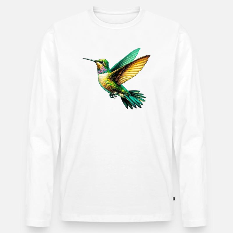 Kolibri - Männer Premium Bio Langarmshirt - Weiß