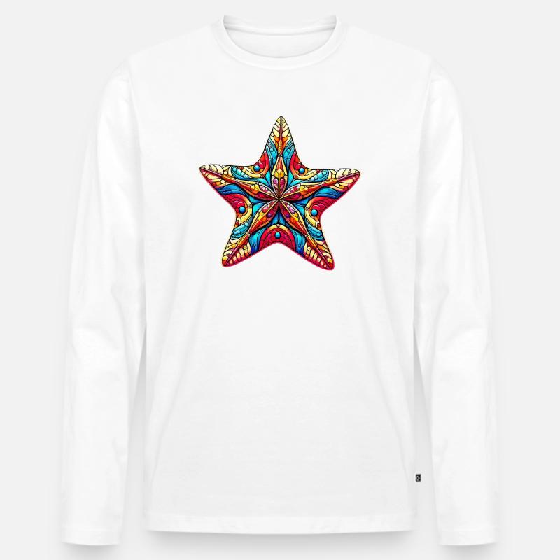 Seestern - Männer Premium Bio Langarmshirt - Weiß