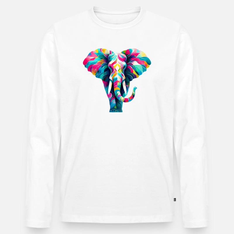 Elefant - Männer Premium Bio Langarmshirt - Weiß