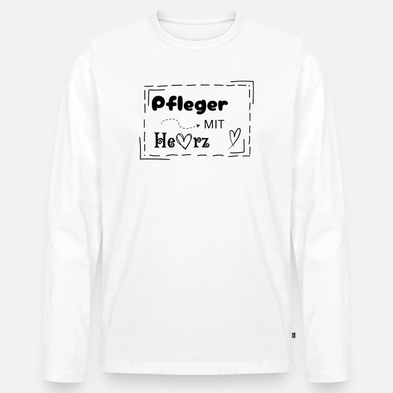 Pfleger mit Herz - Männer Premium Bio Langarmshirt - Weiß