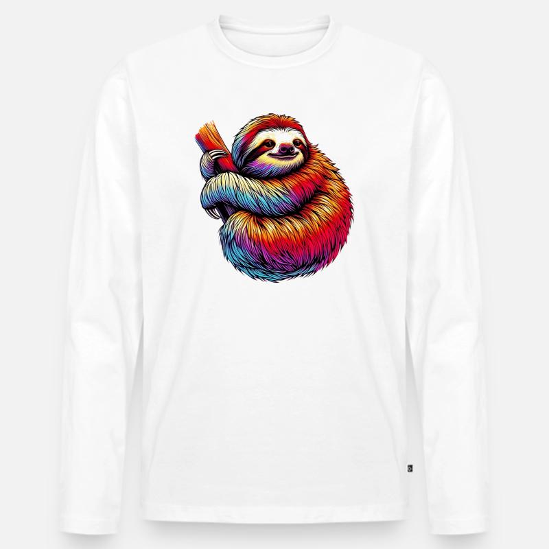 Faultier - Männer Premium Bio Langarmshirt - Weiß