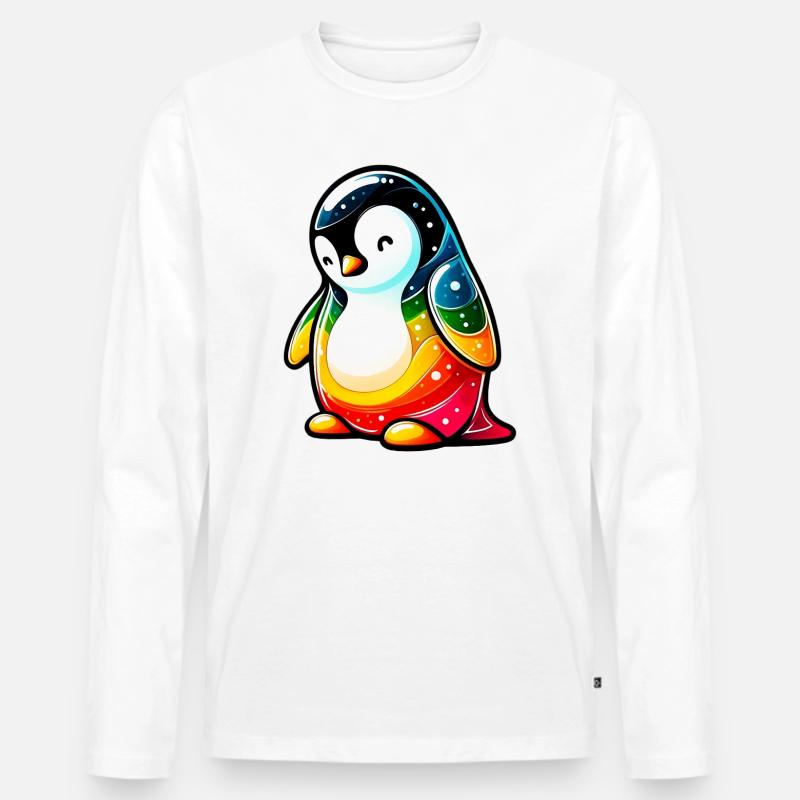 Pinguin - Männer Premium Bio Langarmshirt - Weiß