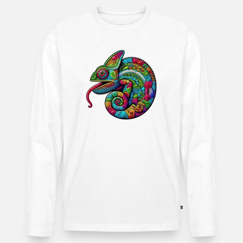 Chamäleon - Männer Premium Bio Langarmshirt - Weiß