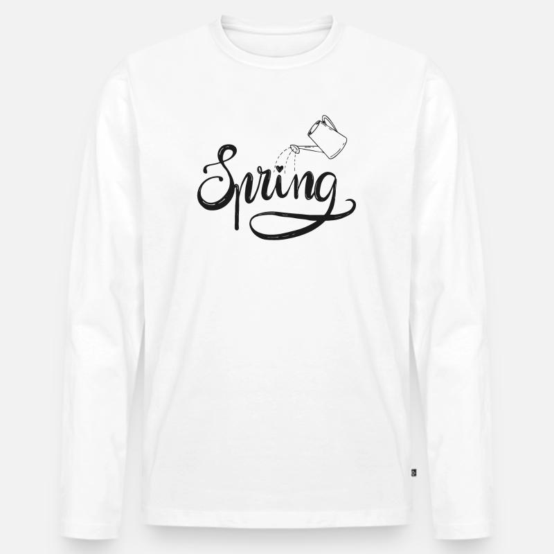 spring frühlingsbeginn garten gießen beet liebe - Männer Premium Bio Langarmshirt - Weiß