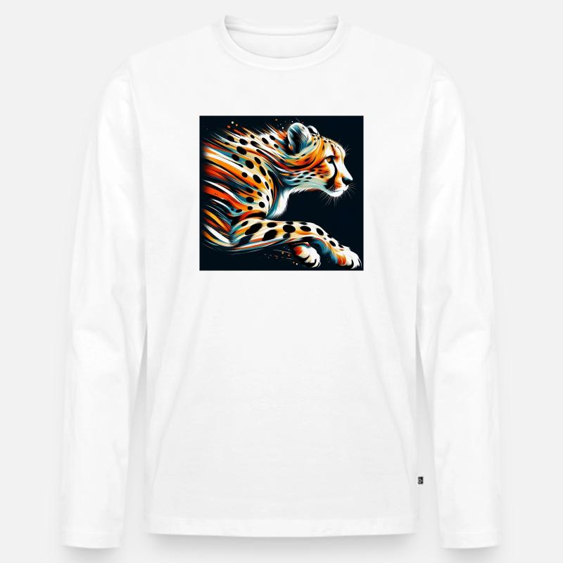 Gepard - Männer Premium Bio Langarmshirt - Weiß