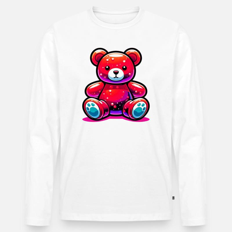 Bär - Männer Premium Bio Langarmshirt - Weiß