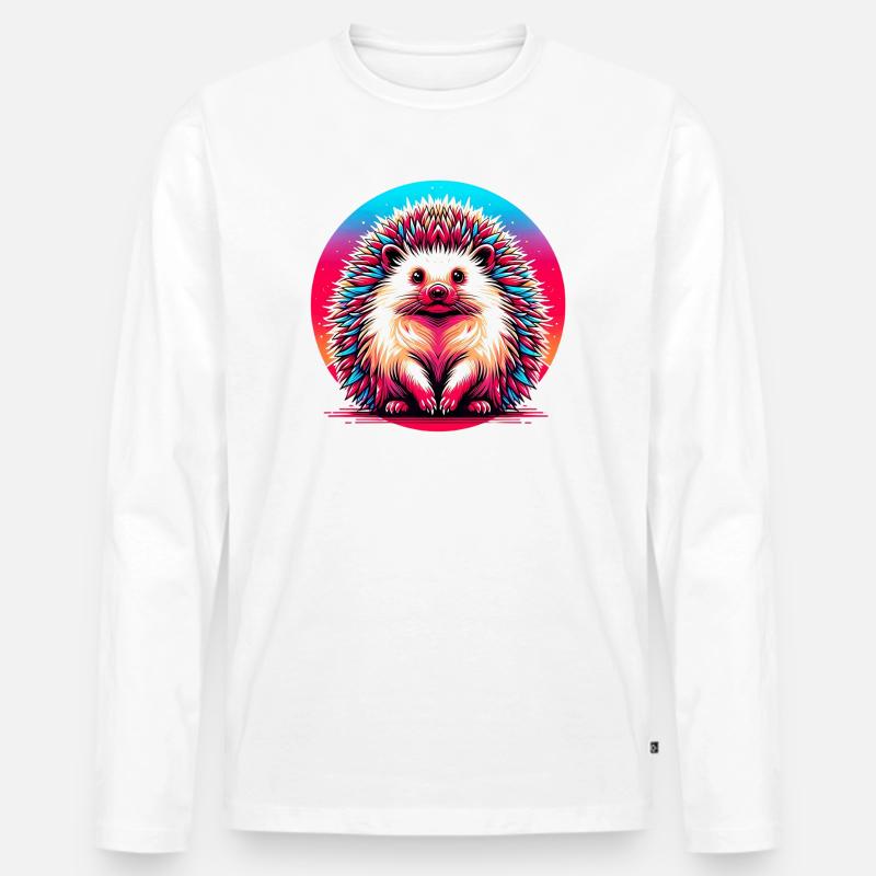 Igel - Männer Premium Bio Langarmshirt - Weiß