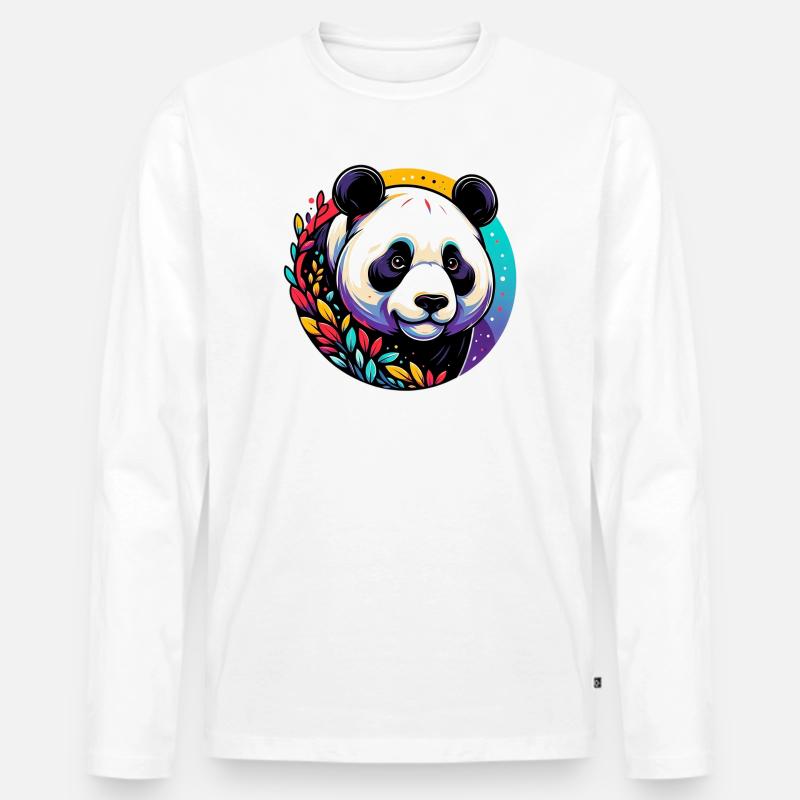 Panda - Männer Premium Bio Langarmshirt - Weiß