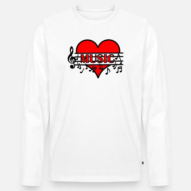 Ich liebe Musik - Männer Premium Bio Langarmshirt - Weiß