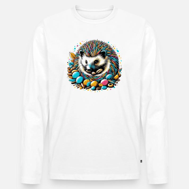 Igel - Männer Premium Bio Langarmshirt - Weiß