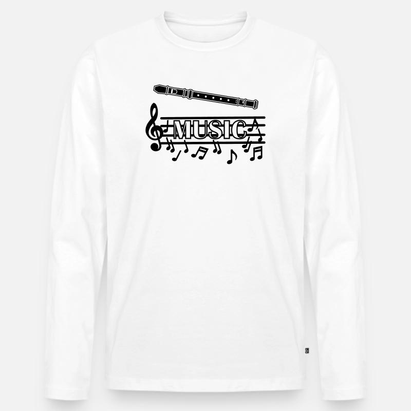 Blockflöten-Musik-Logo - Männer Premium Bio Langarmshirt - Weiß