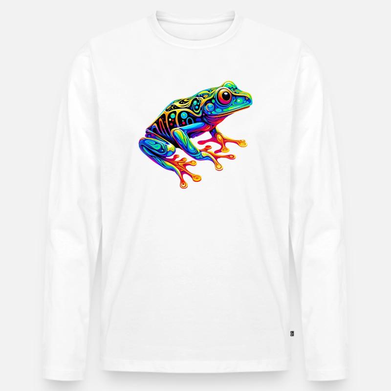 Frosch - Männer Premium Bio Langarmshirt - Weiß