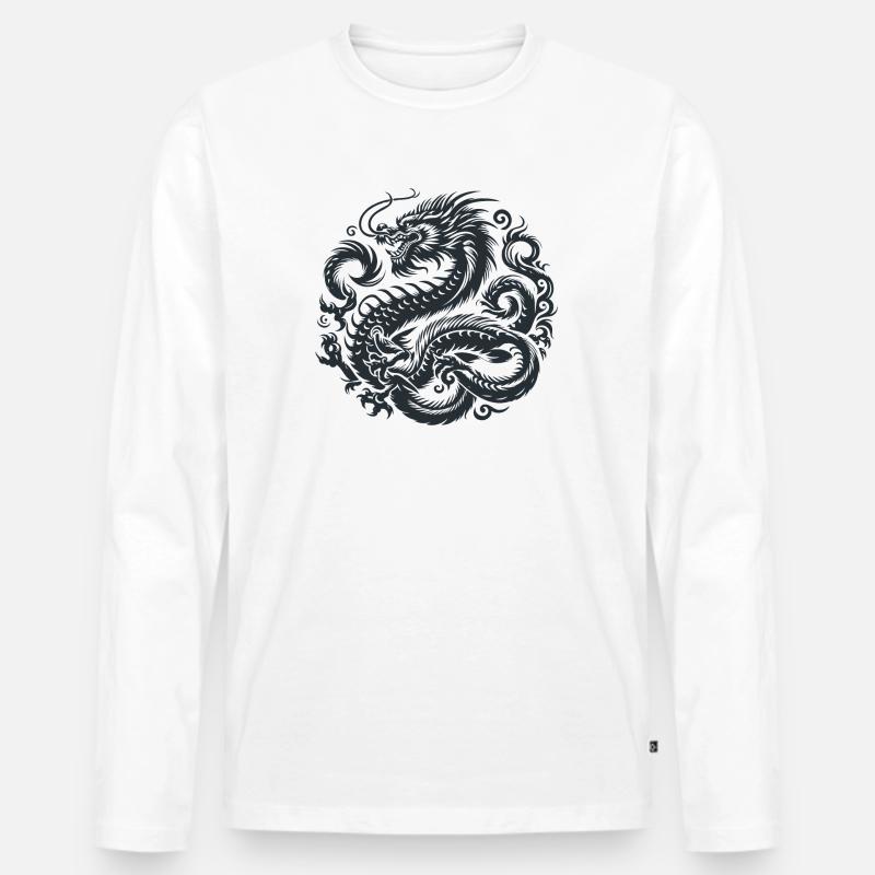 Chinesisches Drachen-Tattoo - Männer Premium Bio Langarmshirt - Weiß