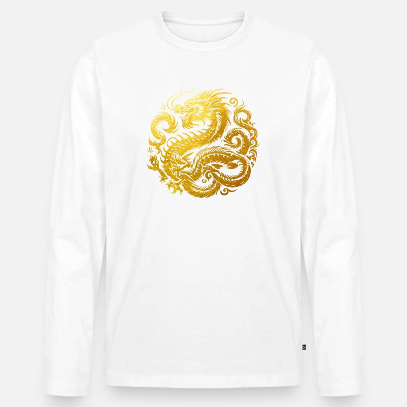 Chinesisches Drachen-Tattoo - Männer Premium Bio Langarmshirt - Weiß