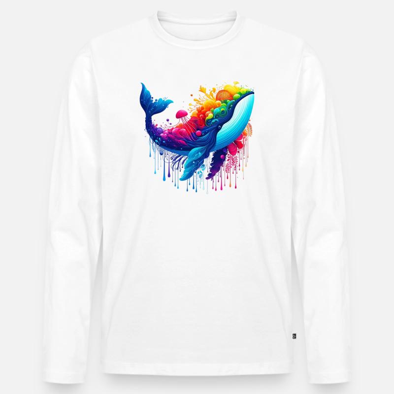 Wal - Männer Premium Bio Langarmshirt - Weiß