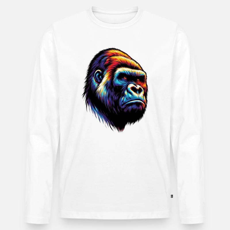 Gorilla - Männer Premium Bio Langarmshirt - Weiß