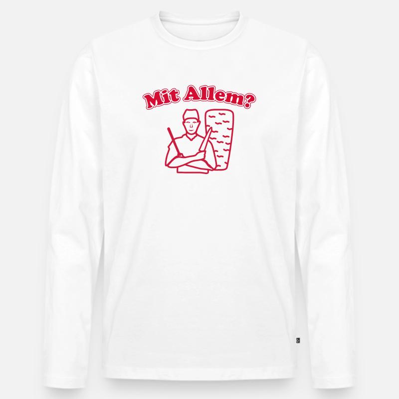 Mit Allem? - Männer Premium Bio Langarmshirt - Weiß
