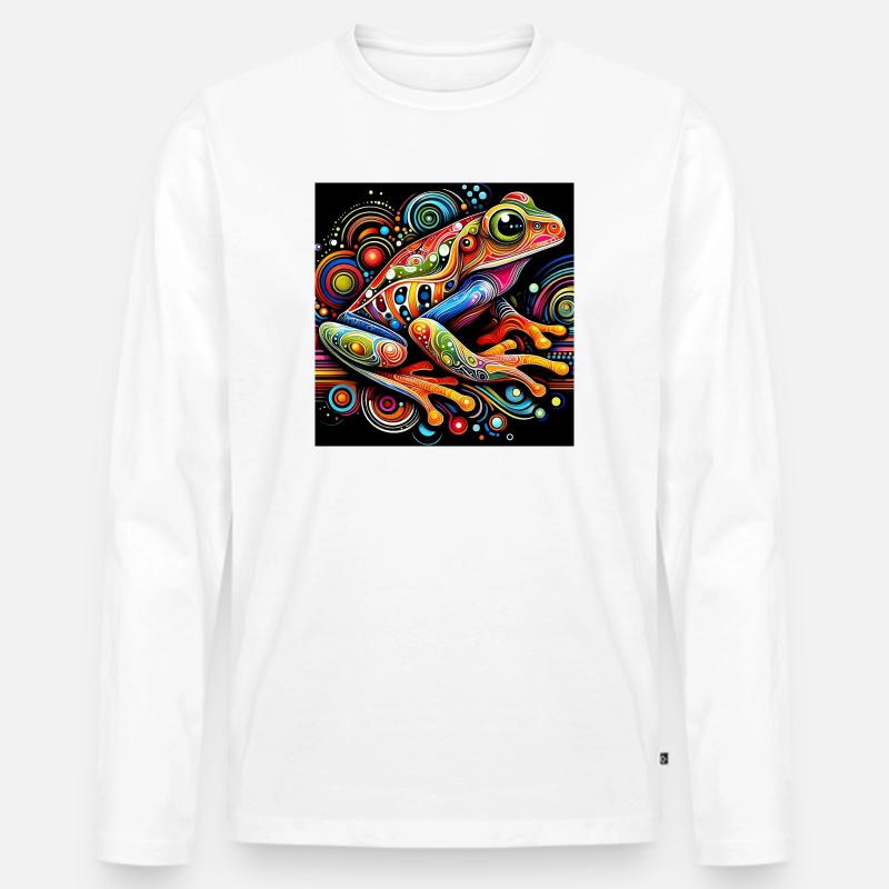 Frosch - Männer Premium Bio Langarmshirt - Weiß