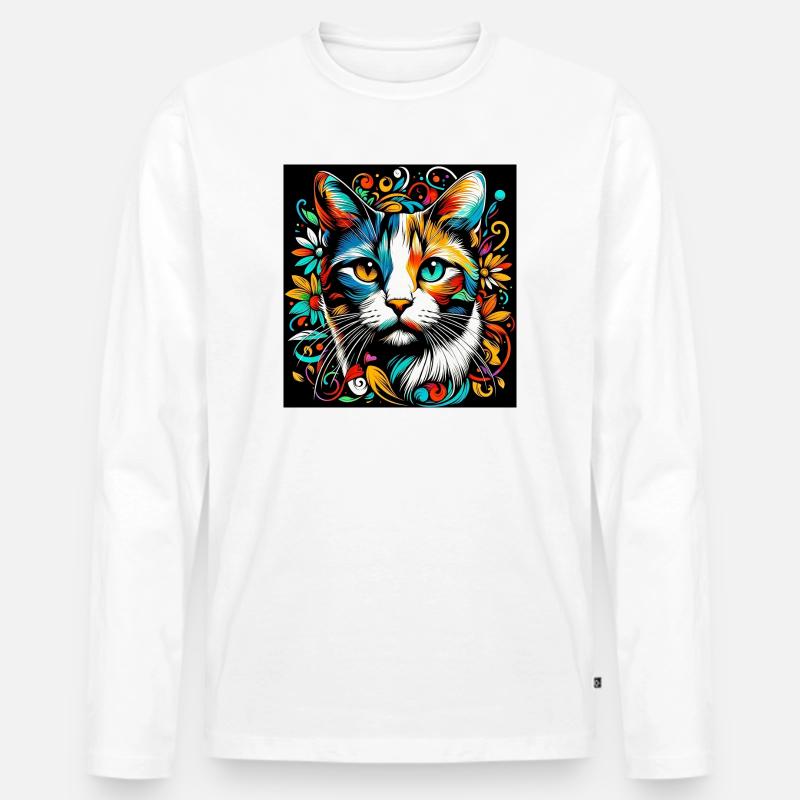 Katze - Männer Premium Bio Langarmshirt - Weiß