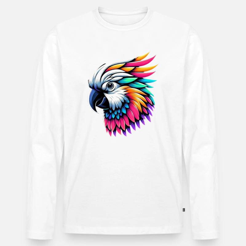 Kakadu-Papagei mit Kamm - Männer Premium Bio Langarmshirt - Weiß