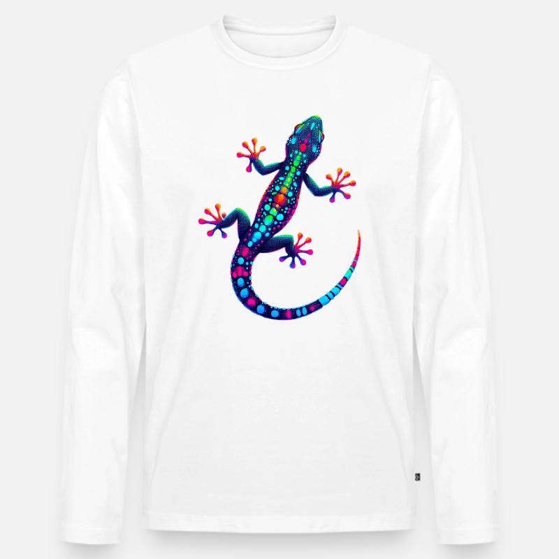 Gecko - Männer Premium Bio Langarmshirt - Weiß