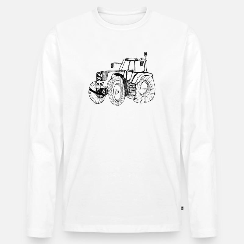 Traktor - Männer Premium Bio Langarmshirt - Weiß