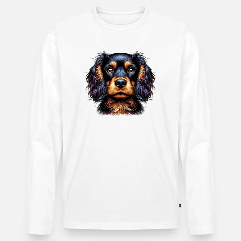 Hund Cocker Spaniel - Männer Premium Bio Langarmshirt - Weiß