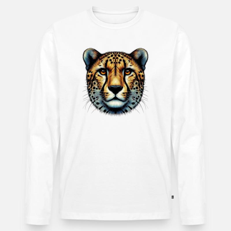 Gepard - Männer Premium Bio Langarmshirt - Weiß